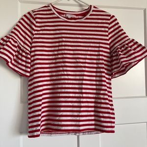 Striped flutter sleeve top